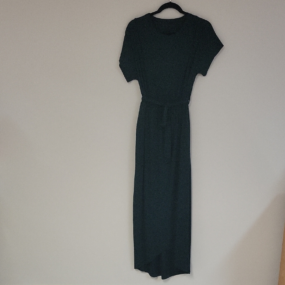 SHEIN Green Maxi Dress Crew Neck Short Sleeve